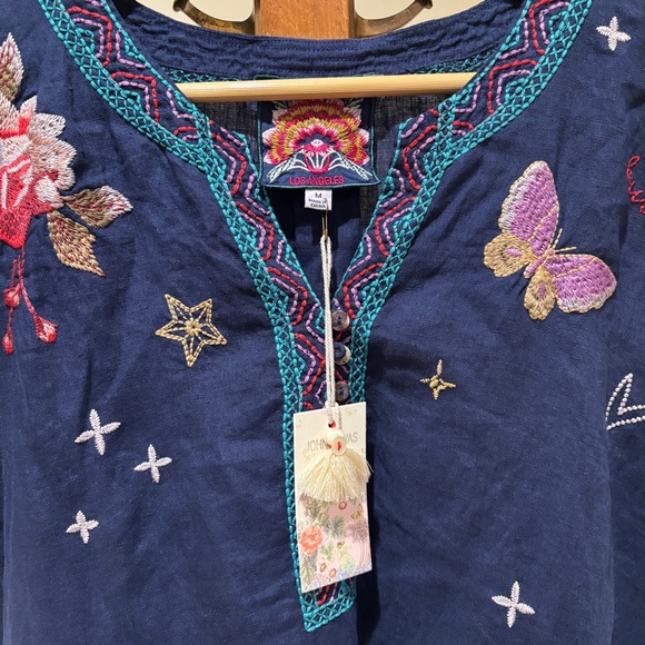 Johnny Was Embroidered Linen Monroe Tunic Shift Dress M - Picture 5 of 12